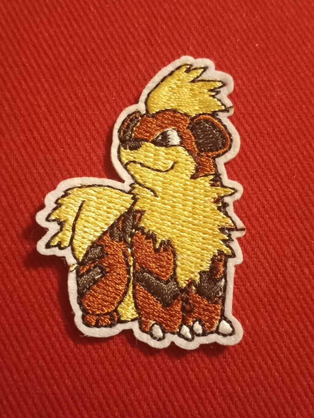 Growlithe fire Pokemon embroidered iron on patch applique